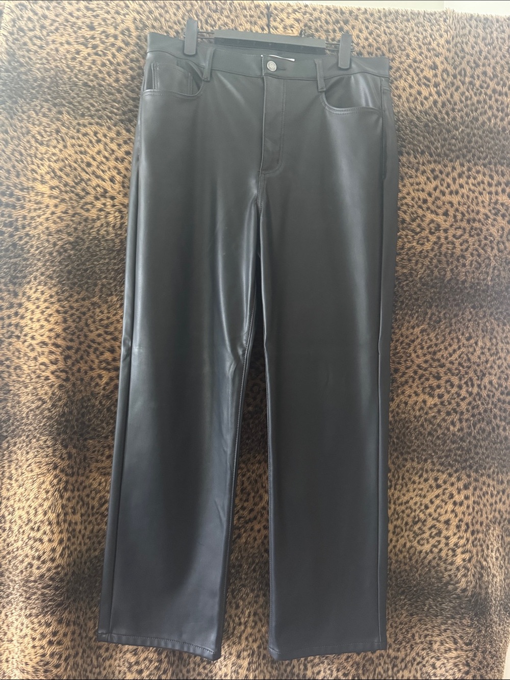 LOFT Black Wide-Leg Faux Leather Pants